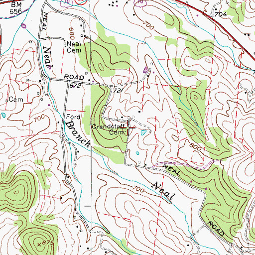 Topographic Map of Grandstaff Cemetery, TN