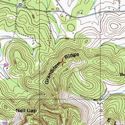 Topographic Map of Grandview Ridge, TN