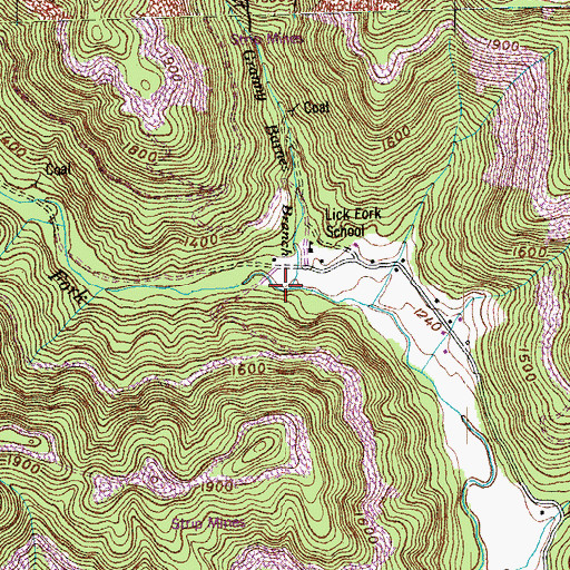 Topographic Map of Granny Barnes Branch, TN