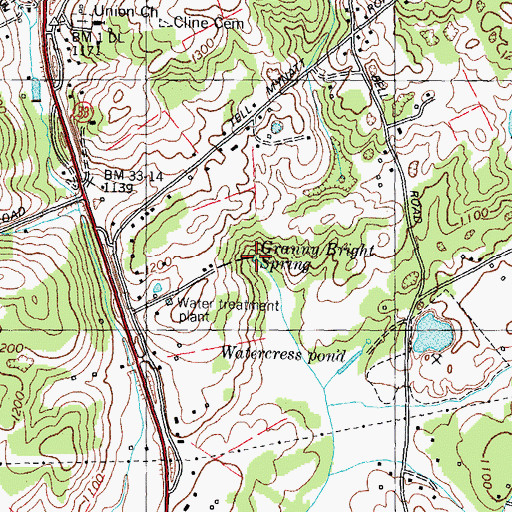 Topographic Map of Granny Bright Spring, TN