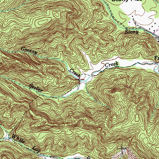 Topographic Map of Granny Creek, TN