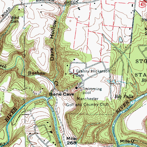 Topographic Map of Granny Hickerson Cemetery, TN