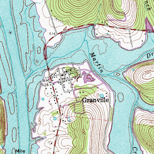 Topographic Map of Granville, TN