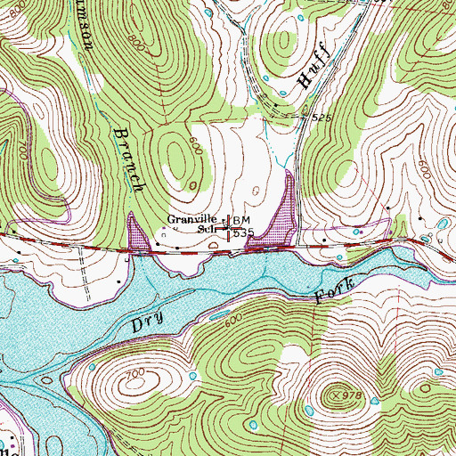 Topographic Map of Granville School, TN