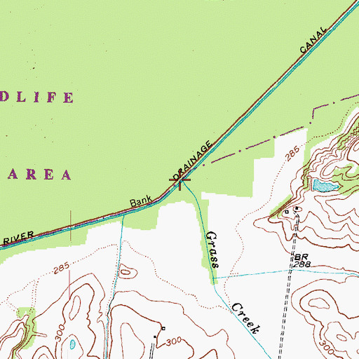 Topographic Map of Grass Creek, TN