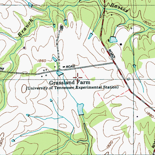 Topographic Map of Grassland Farm, TN