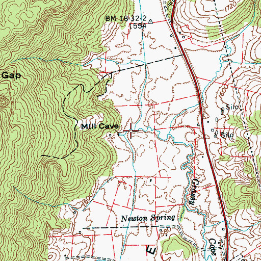 Topographic Map of Grassy Cove Creek, TN