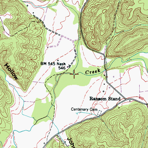 Topographic Map of Grassy Creek, TN