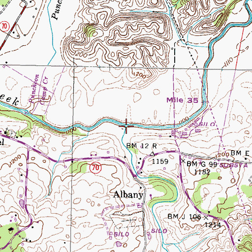 Topographic Map of Grassy Creek, TN