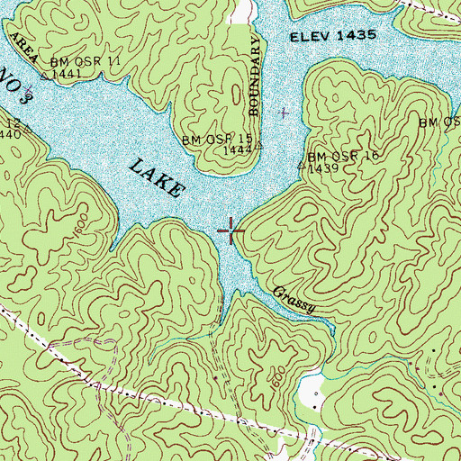 Topographic Map of Grassy Creek, TN