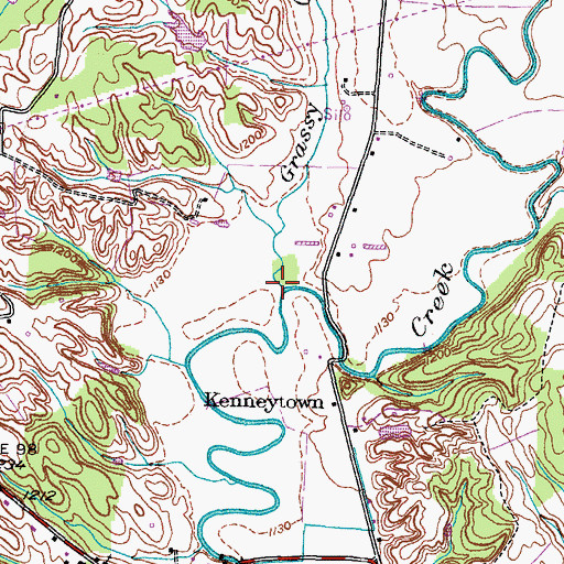 Topographic Map of Grassy Creek, TN