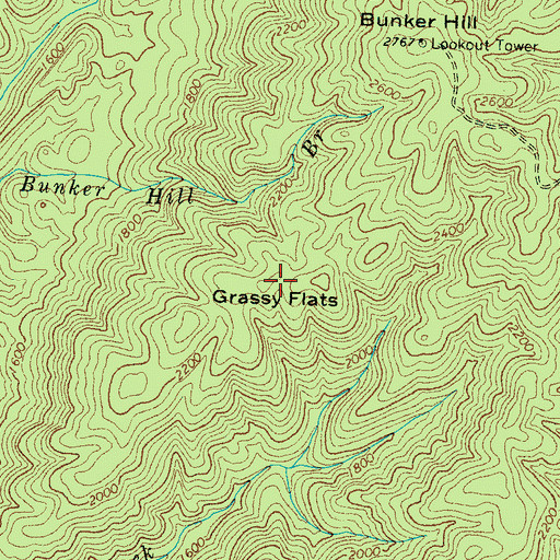 Topographic Map of Grassy Flats, TN