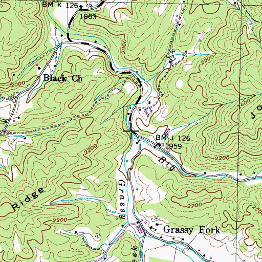 Topographic Map of Grassy Fork, TN