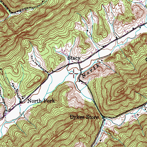 Topographic Map of Grassy Fork, TN