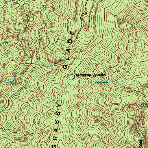Topographic Map of Grassy Glade, TN