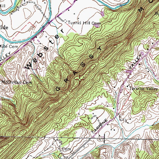 Topographic Map of Grassy Mountain, TN