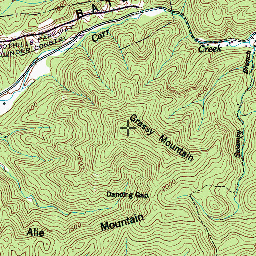 Topographic Map of Grassy Mountain, TN