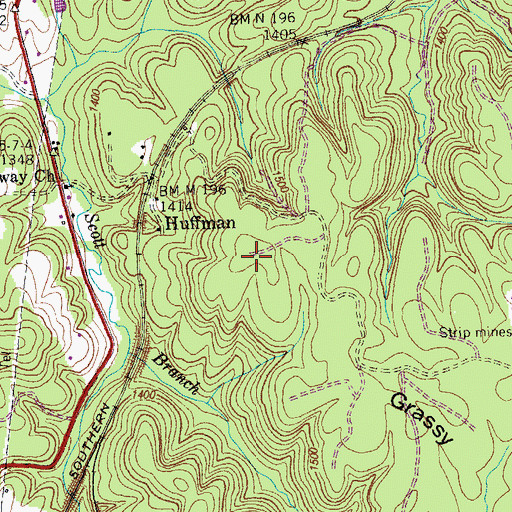 Topographic Map of Grassy Mountain, TN