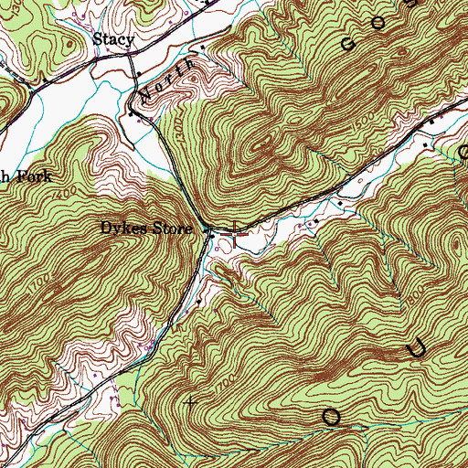 Topographic Map of Grassy Valley, TN