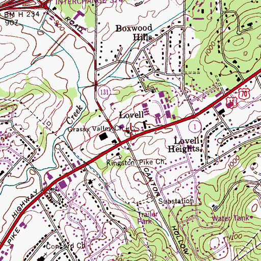 Topographic Map of Grassy Valley Church, TN