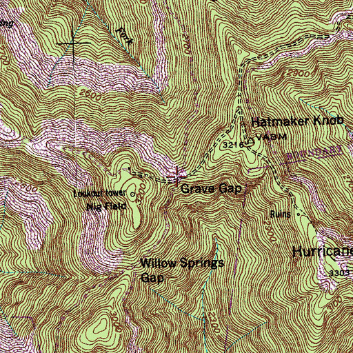Topographic Map of Grave Gap, TN