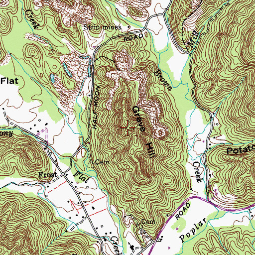 Topographic Map of Grave Hill, TN
