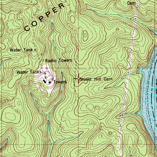 Topographic Map of Gravel Hill Cemetery, TN