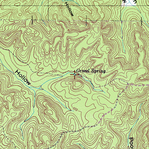 Topographic Map of Gravel Spring, TN