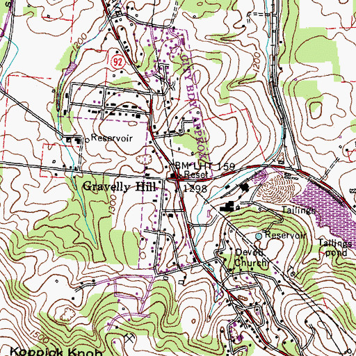 Topographic Map of Gravelly Hill, TN