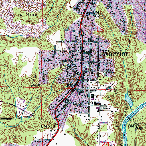 Topographic Map of Warrior, AL