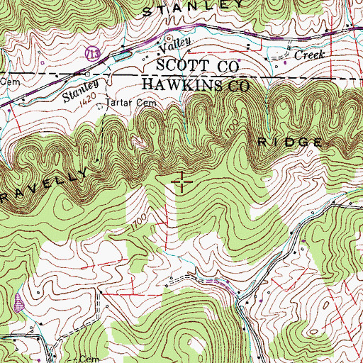 Topographic Map of Gravelly Ridge, TN