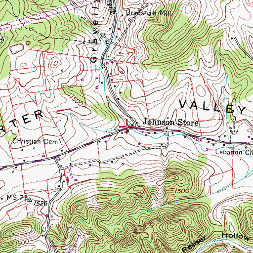 Topographic Map of Gravelly Valley, TN