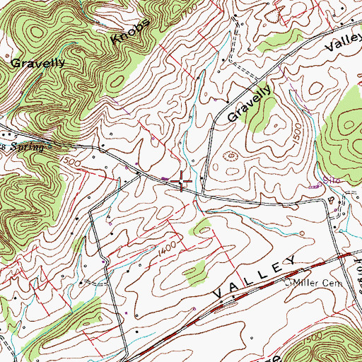 Topographic Map of Gravelly Valley, TN