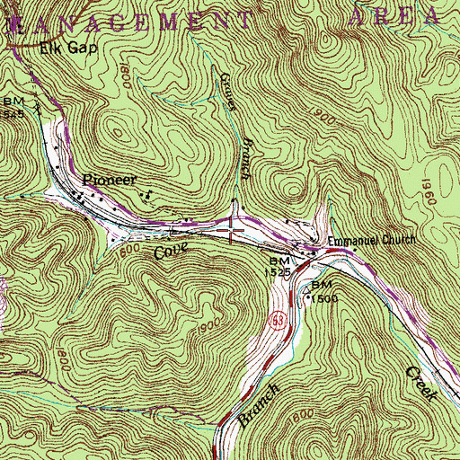 Topographic Map of Graves Branch, TN