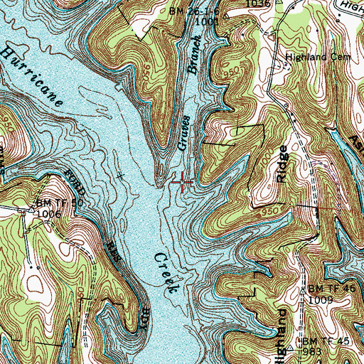 Topographic Map of Graves Branch, TN