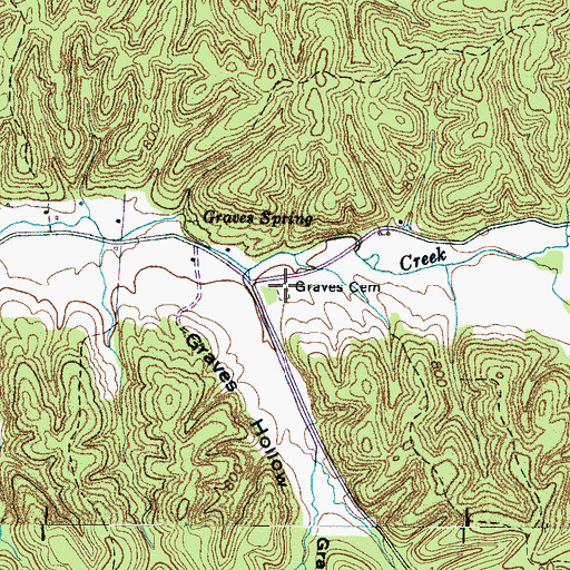 Topographic Map of Graves Cemetery, TN