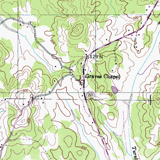 Topographic Map of Graves Chapel School, TN