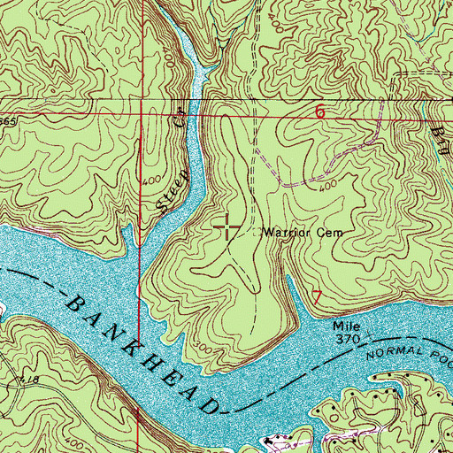 Topographic Map of Warrior Cemetery, AL