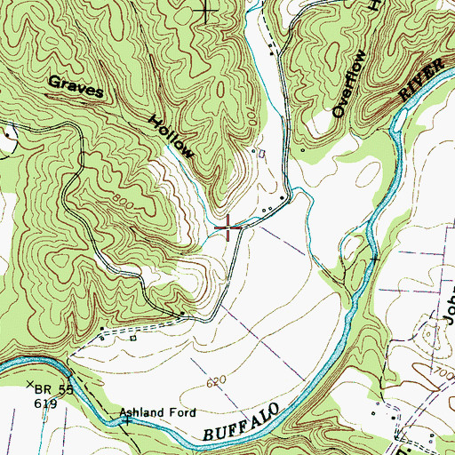 Topographic Map of Graves Hollow, TN