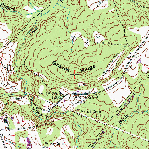Topographic Map of Graves Ridge, TN