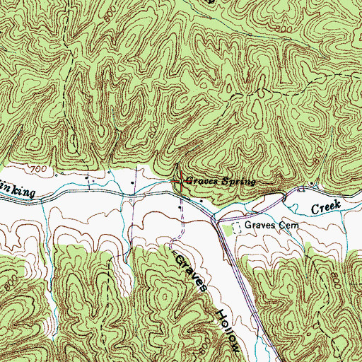 Topographic Map of Graves Spring, TN
