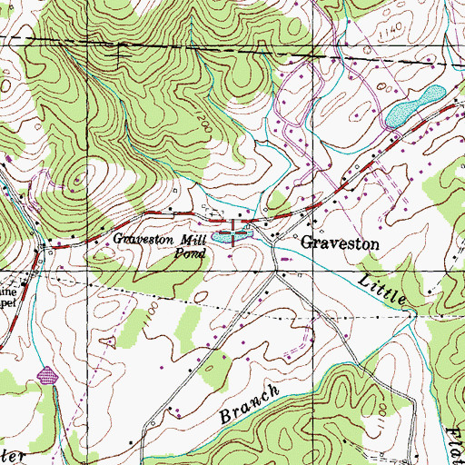 Topographic Map of Graveston Mill Pond, TN