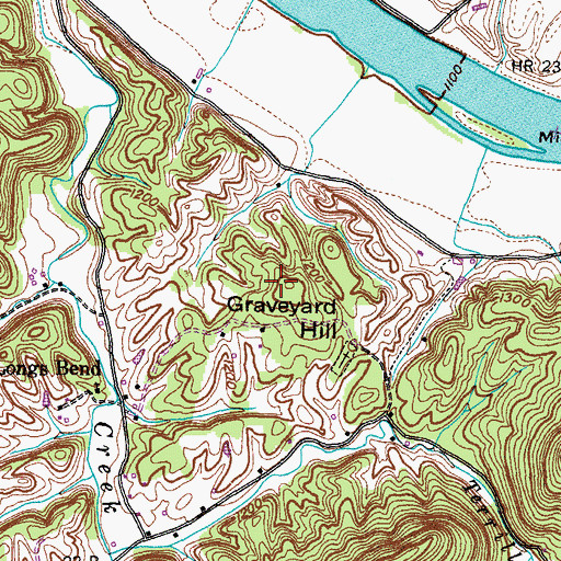 Topographic Map of Graveyard Hill, TN