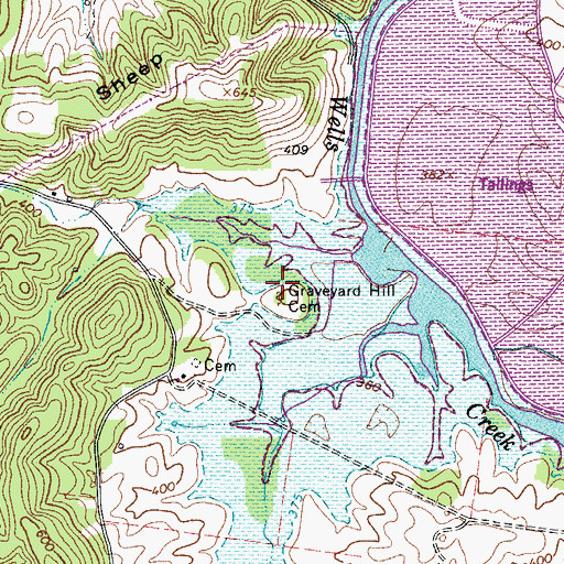 Topographic Map of Graveyard Hill Cemetery, TN