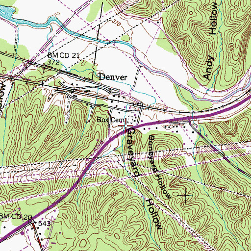 Topographic Map of Graveyard Hollow, TN