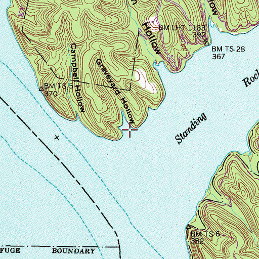 Topographic Map of Graveyard Hollow, TN