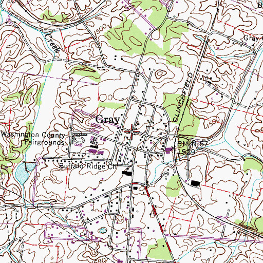 Topographic Map of Gray, TN