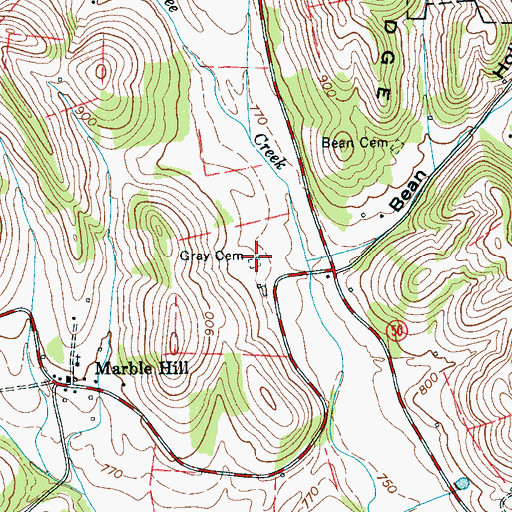 Topographic Map of Gray Cemetery, TN