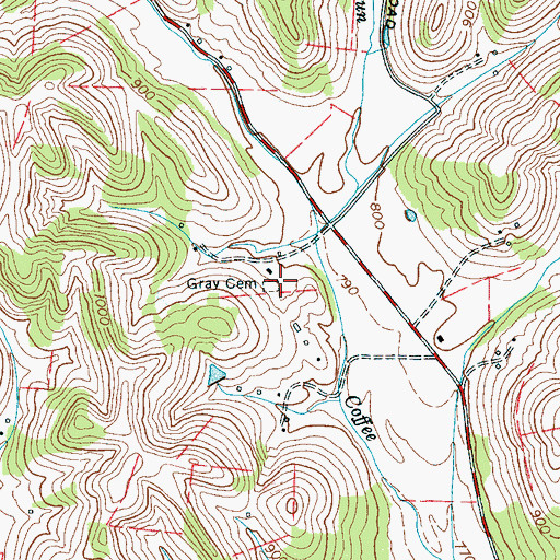 Topographic Map of Gray Cemetery, TN