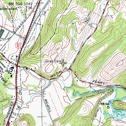 Topographic Map of Gray Cemetery, TN